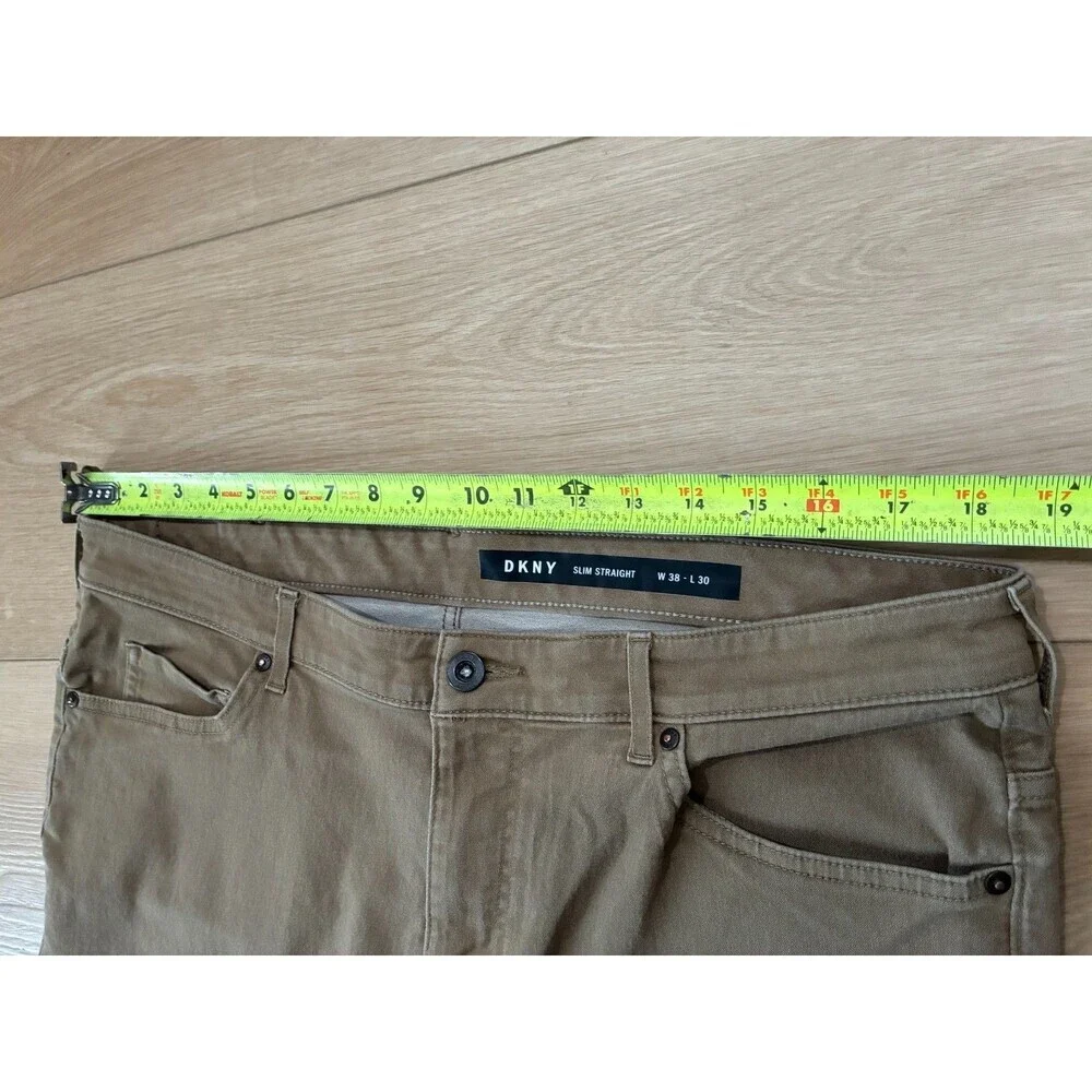 DKNY Men's Slim Straight Fit Chino Pants Khaki Tan W38 L30 Casual Dress